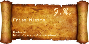 Friss Mietta névjegykártya